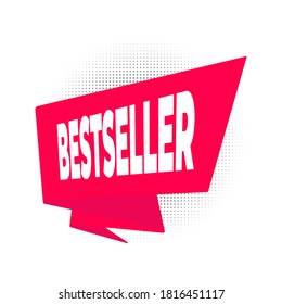 Bestseller big red retro ribbon flat style design vector illustration isolated on white background. Concepts and templates for sale banners and flyers.
