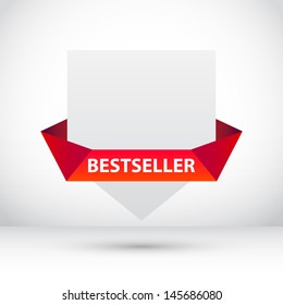 Bestseller. Blank paper with ribbon. Vector banner