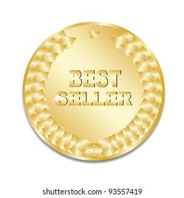 Bestseller gold label. Vector