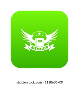 Bestseller icon green vector isolated on white background