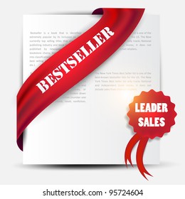 Bestseller. Red banner and label. Vector set
