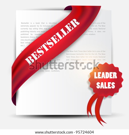 Bestseller. Red banner and label. Vector set