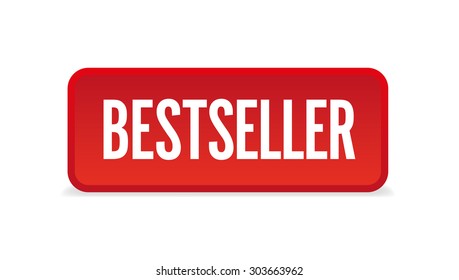 Bestseller three-dimensional square button isolated on white background