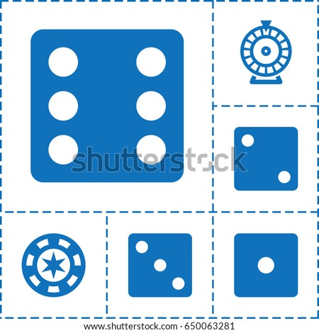 Bet icon. set of 6 bet filled icons such as dice, roulette