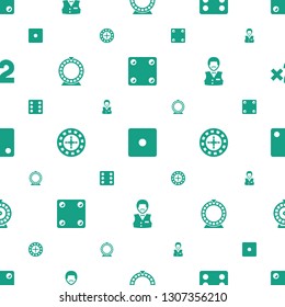 bet icons pattern seamless white background. Included editable filled Dice, Roulette, Casino boy, Casino bet icons. bet icons for web and mobile.