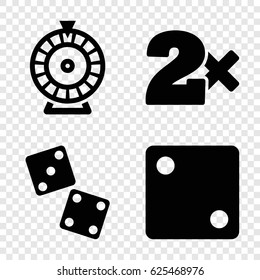 Bet icons set. set of 4 bet filled icons such as Dice, Casino bet, Roulette