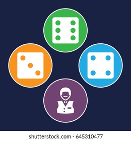 Bet icons set. set of 4 bet filled icons such as dice