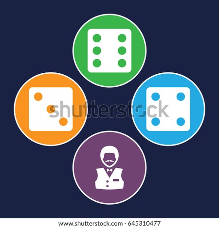 Bet icons set. set of 4 bet filled icons such as dice