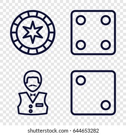 Bet icons set. set of 4 bet outline icons such as dice, casino boy