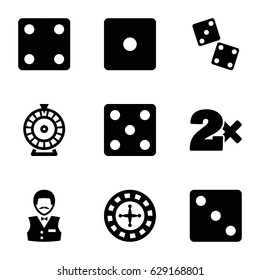 Bet icons set. set of 9 bet filled icons such as Roulette, Dice, Casino bet, Casino boy