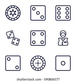 bet icons set. Set of 9 bet outline icons such as Roulette, Dice, Casino boy, dice