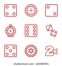 Bet icons set. set of 9 bet outline icons such as Roulette, Dice, Casino bet, dice