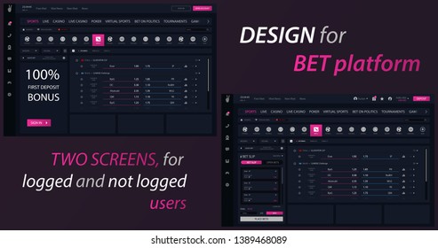 Bet Platform Ui Design. Machine Learning, Artificial Intelligence, Digital Brain And Artificial Thinking Process Concept, Violet Palette. Vector Landing Page Of Betting Platform Website.