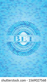 Bet realistic light blue emblem. Mosaic background