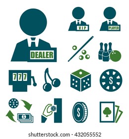 bet, wager, stake, gambling icon set