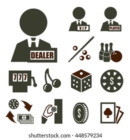 bet, wager, stake, gambling icon set