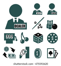 bet, wager, stake, gambling icon set
