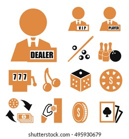bet, wager, stake, gambling icon set