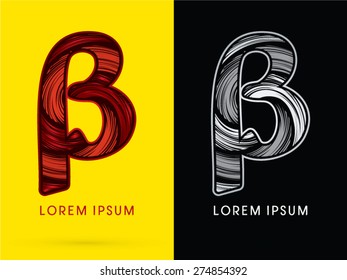 Beta ,Abstract , font, concept  Spin, designed using red,black and white, grunge brush, sign.