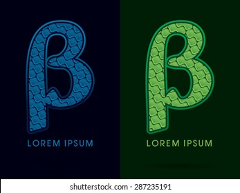 Beta, Abstract Font, Text, Typography, concept luxury natural blue and green, pattern, graphic vector