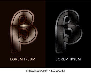 Beta ,abstract luxury font, Designed using gold and black line square, geometric shape, graphic vector.