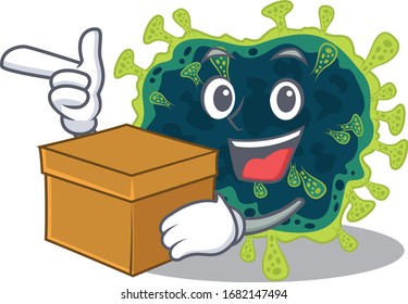 beta coronavirus cartoon design style having a box