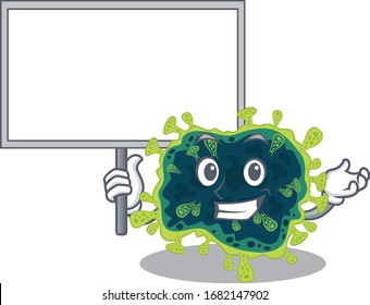 beta coronavirus cute cartoon character bring a boardx