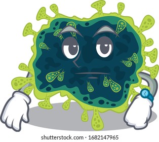 beta coronavirus on waiting gesture mascot design style