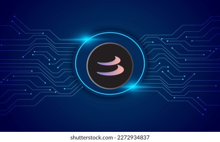 Beta Finance (BETA) coin logo with crypto currency themed circle background design. Beta Finance  Token  currency vector illustration blockchain technology concept 