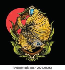 beta fish illustration is perfect for those of you who are looking for logos and banners for your fishery and also right for t-shirt designs or other merchandise. This design is also editable.