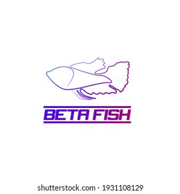 beta fish or Siamese fighting fish logo icon for fish contest or event