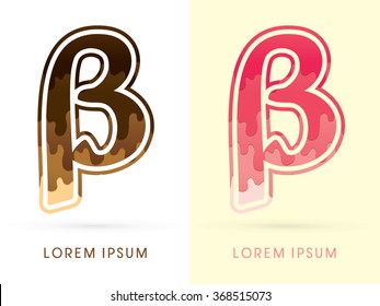 Beta Font , Chocolate and strawberry melt graphic vector