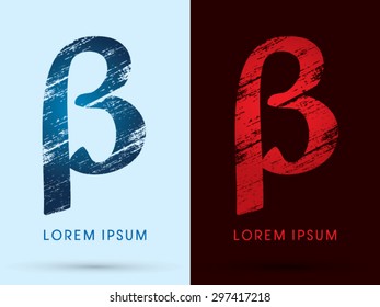 Beta ,Font Cool and Hot, Ice and Fire, grunge destroy, graphic vector.