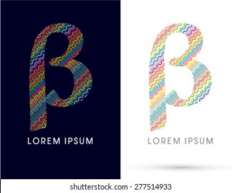 Beta ,font, designed using colorful zigzag line, graphic, vector.