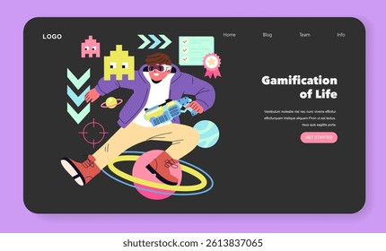 Beta Generation focuses on integrating gaming elements into daily activities. It illustrates a character engaged in playful tasks, blending fun with productivity. This concept promotes motivation and