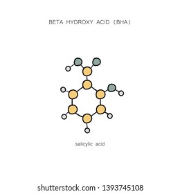 Beta Hydroxy Acid (BHA) Salicylic Acid  Hand Drawing - Vector