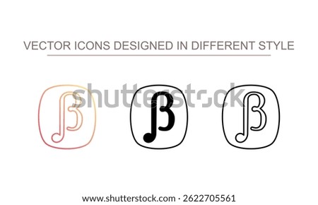 Beta icon design with white background stock illustration