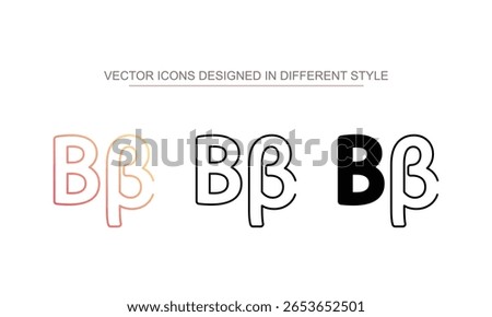 Beta icon design with white background stock illustration