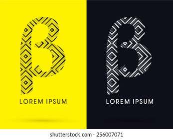 Beta sign ,Luxury font, designed using black and white line square geometric shape, logo, symbol, icon, graphic, vector.