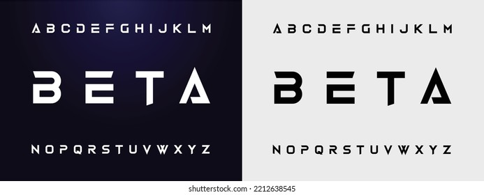 BETA Sports minimal tech font letter set. Luxury vector typeface for company. Modern gaming fonts logo design.