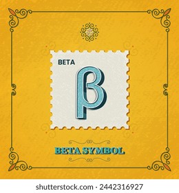 Beta Symbol-A Mathematical Postage Stamp Style Vector Illustration Design