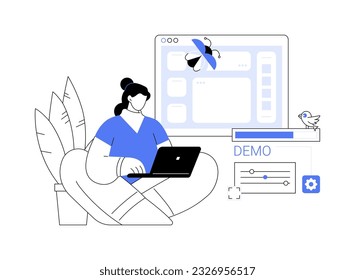 Beta testing abstract concept vector illustration. Professional QA engineer testing demo version of software, IT company worker, app development, quality assurance industry abstract metaphor.