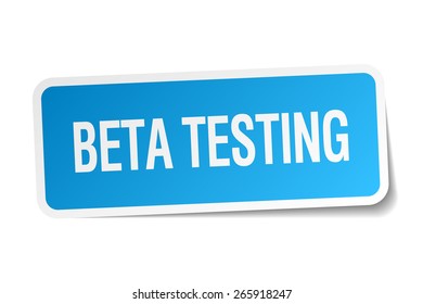 beta testing blue square sticker isolated on white