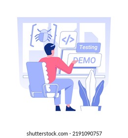 Beta Testing Isolated Concept Vector Illustration. Professional QA Engineer Testing Demo Version Of Software, IT Company Worker, App Development, Quality Assurance Industry Vector Concept.