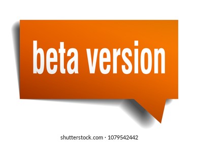 beta version orange 3d square isolated speech bubble