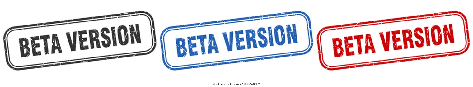 beta version square isolated sign set. beta version stamp