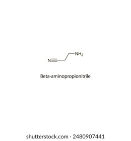 Beta-aminopropionitrile flat skeletal molecular structure NSAID drug used in Rheumatoid arthritis treatment. Vector illustration scientific diagram.