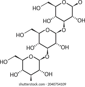 Beta-Glucan Molecule. Chemical Structure. Skeletal Formula. Vector Illustration.