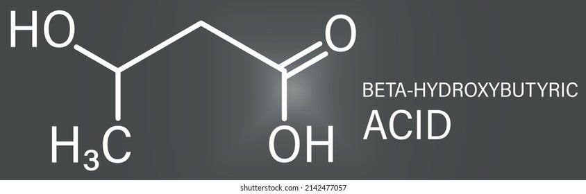 Beta-hydroxybutyric acid (beta-hydroxybutyrate) molecule. Skeletal formula.