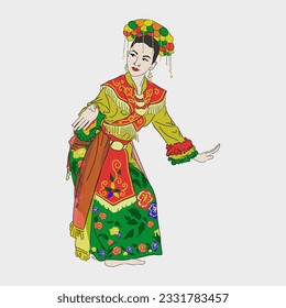 Betawi  Dance is Indonesian Traditional Dance. for sticker, background, decoration, or flash card. A simple Vector Design.